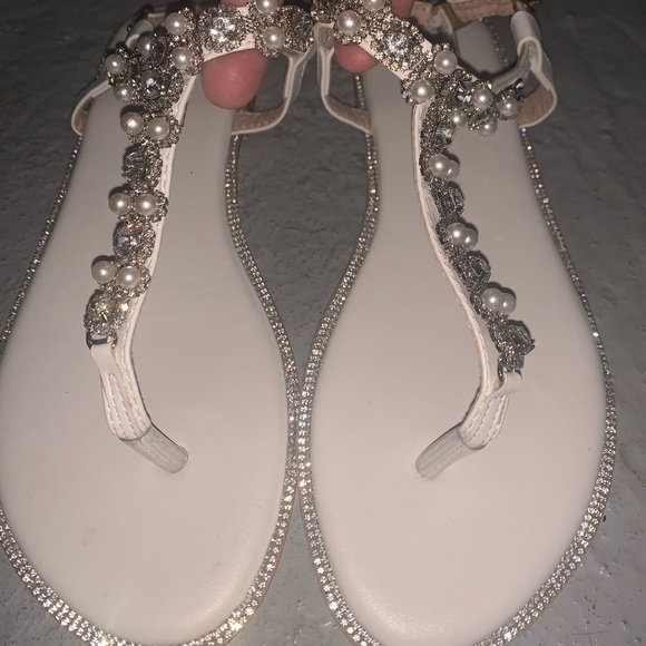 white wedding sandals
